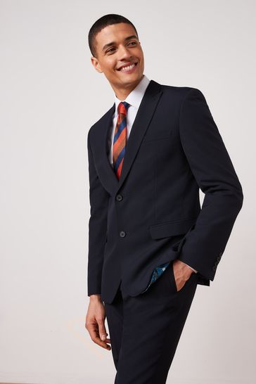 Navy Blue Slim Two Button Suit Jacket