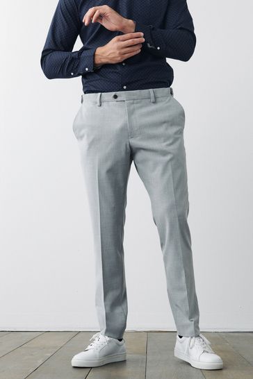 Light Grey Slim Fit Motionflex Stretch Suit: Trousers