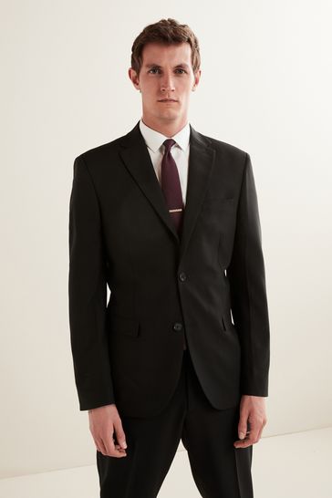 Black Regular Fit Essential Suit Jacket