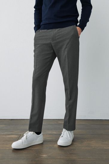 Grey Slim Fit Motionflex Stretch Suit: Trousers