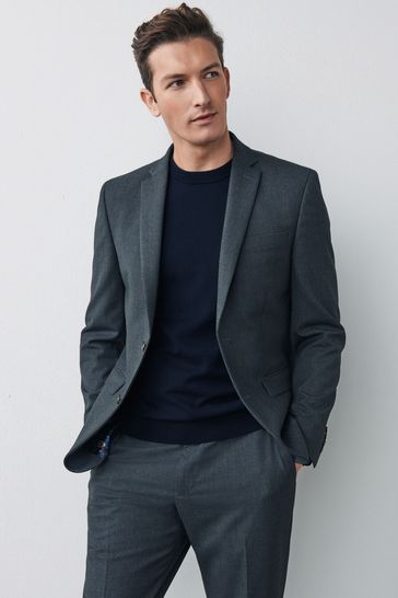 Grey Slim Fit Motionflex Stretch Suit: Jacket