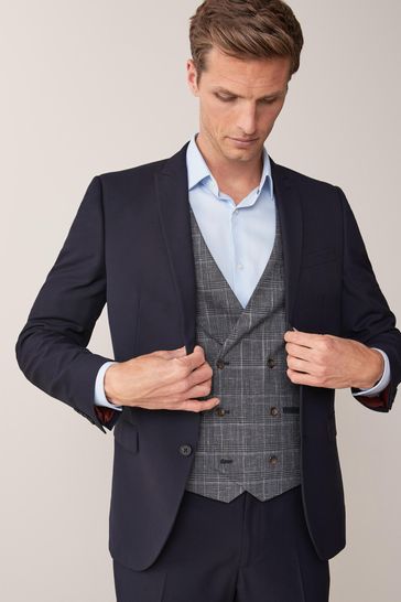 Navy Blue Tailored Two Button Suit Jacket