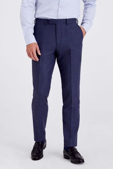 MOSS Tailored Fit Blue Check Trousers