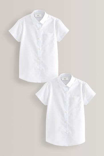 White 2 Pack Short Sleeve Curved Collar School Shirt (3-16yrs)