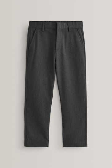 Pantalones rectos de vestir grises para colegio de cintura para tallas grandes (3-17años)