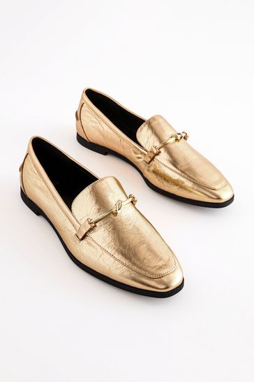Gold Forever Comfort® Leather Knot Hardware Loafers