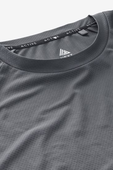 Dark Grey Active Gym and Training Textured T-Shirt