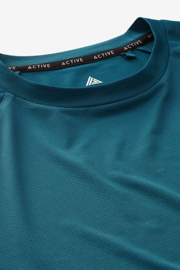 Teal Blue Active Gym and Training Textured T-Shirt