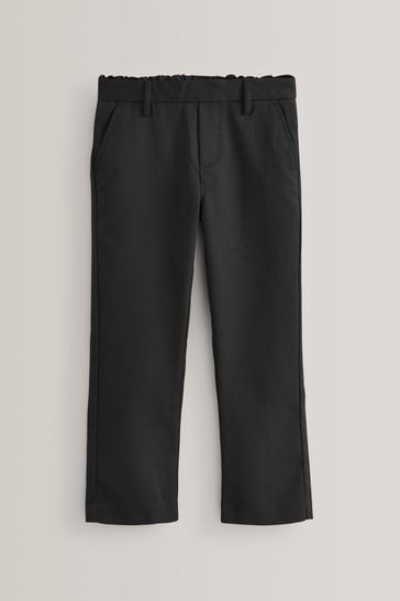 Black Regular Pull-On Waist School Formal Straight Trousers (3-17yrs)