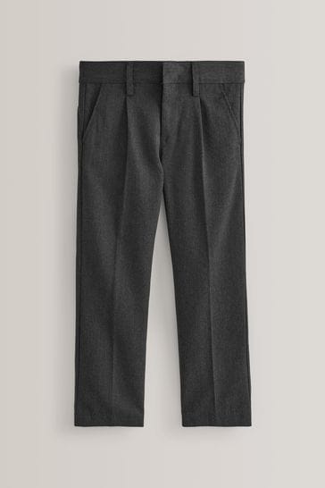 Pantalones escolares grises con pliegue frontal y cintura estándar (3-17 años)