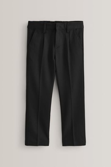 Pantalones escolares negros con pliegue frontal y cintura estándar (3-17 años)