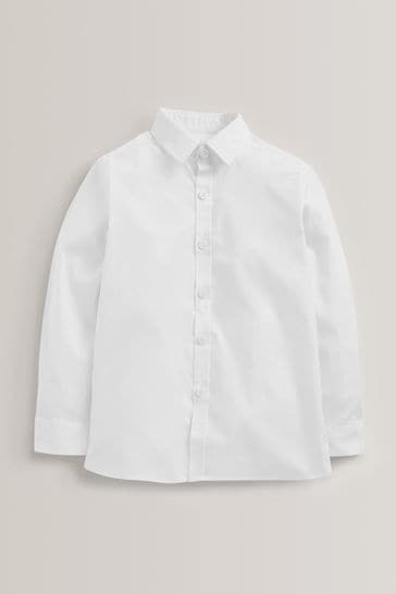 White 2 Pack Long Sleeve Stretch School Shirts (3-16yrs)