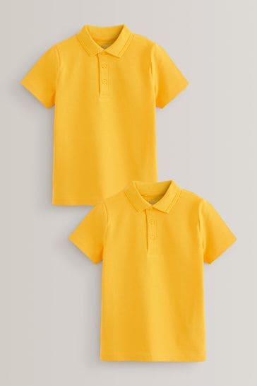Pack de 2 polos escolares de algodón en color amarillo (3-16años)