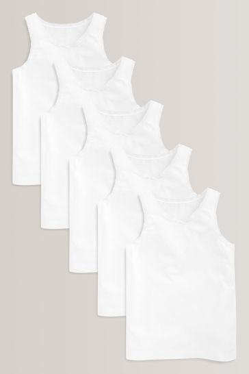 Pack de 5 camisetas sin mangas de encaje blancas (1,5-16 años)