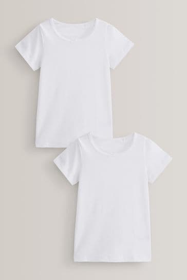 White Short Sleeved 2 Pack Vests (1.5-12yrs)