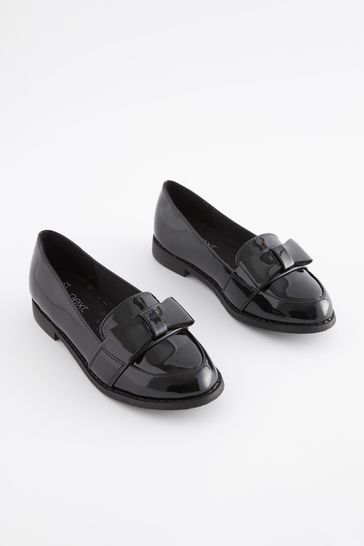 Buy Black Patent School Bow Loafers from Next Ireland
