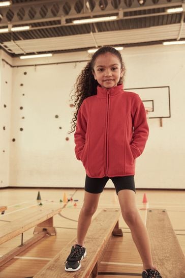 Red Zip-Up Fleece Jacket With Pockets (3-16yrs)