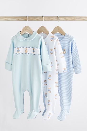 Blue Bear Baby Sleepsuits 3 Pack (0-2yrs)