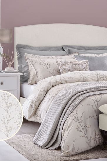 Laura Ashley Dove Grey Pussy Willow Duvet Cover and Pillowcase Set