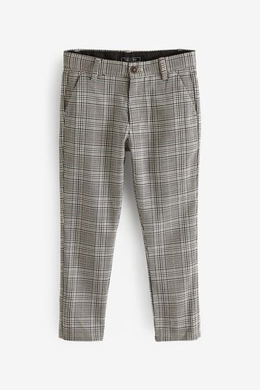 Neutral/Tan Brown Formal Check Trousers (3-16yrs)