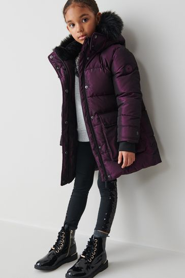 Clarks Berry Red Girls Berry Red Puffa Coat