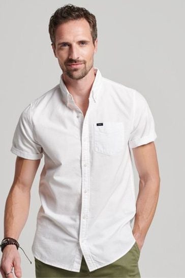 Superdry White Vintage Oxford Short Sleeve Shirt