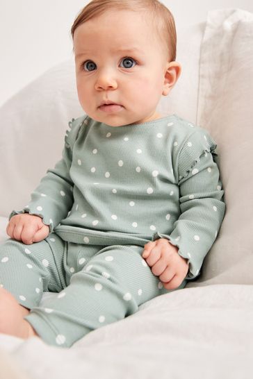 Mint Green Spot Baby Top And Leggings Set