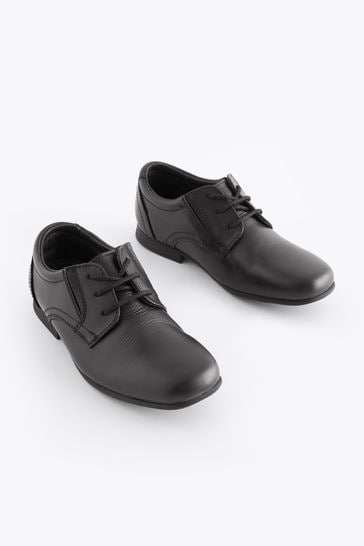 Buy Black Standard Fit (F) School Leather Formal Lace-Up Shoes
