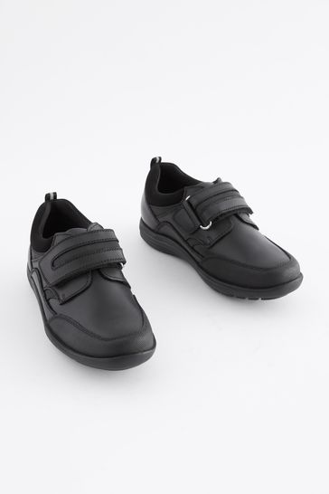 Black Wide Fit (G) School Leather Single Strap Shoes