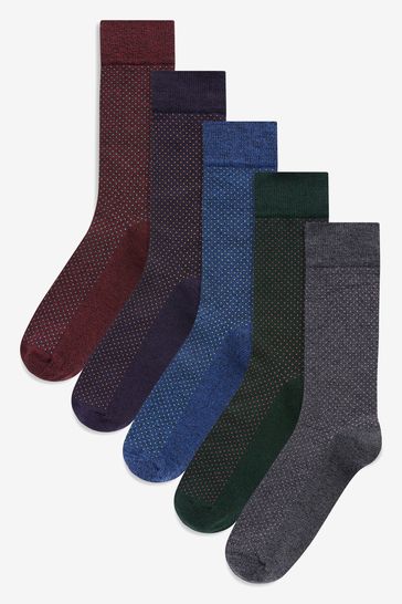 Pack de 5 pares de calcetines oscuros con estampado de puntitos oscuros de vestir