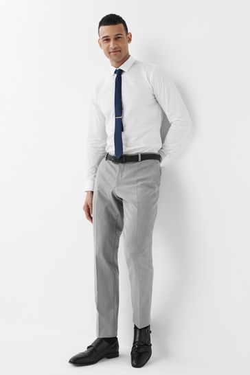 White shirt grey best sale pants black shoes