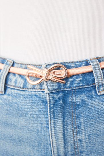 Rose Gold Skinny Stretch Bow Buckle Belt