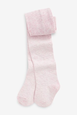 Pink Cotton Rich Textured Heart Tights