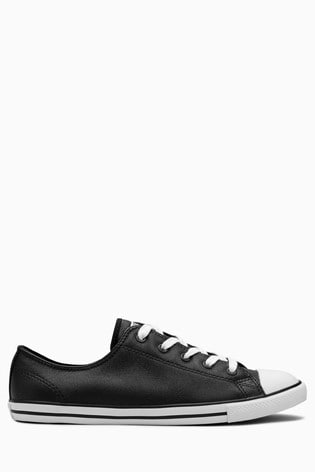 black dainty leather converse
