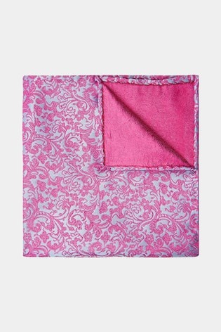 MOSS Pink/Blue Floral Swirl Pocket Square