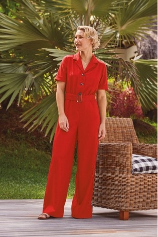 emma willis red trouser suit