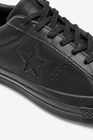 converse one star leather 3 strap black white
