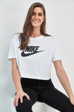 Nike White Essential Futura Cropped T-Shirt