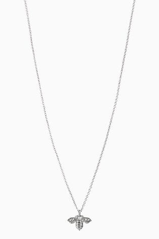 Buy Silver Tone Sparkle Bee Necklace from Next Luxembourg
