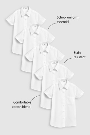 White 5 Pack Short Sleeve Formal Shirt (3-16yrs)