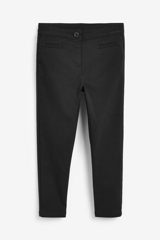 Black Longer Length Regular Waist School Skinny Stretch Trousers (3-18yrs)