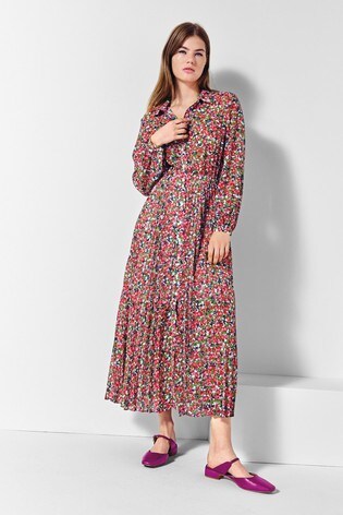 Next/Mix Floral Pleat Shirt Dress