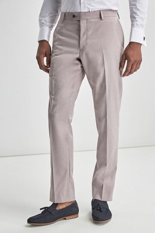 Pink Slim Fit Wool Blend Stretch Suit: Trousers