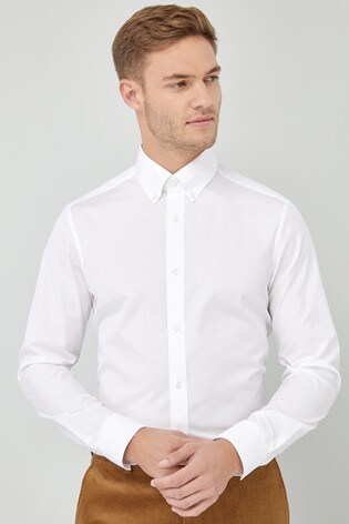 white formal button down collar shirt