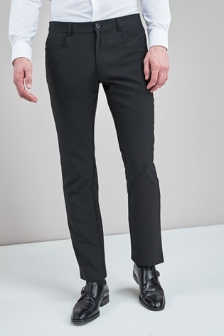 Black Slim Fit Five Pocket Jeans Style Trousers