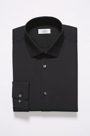 Black Regular Fit Cotton Single Cuff Shirt