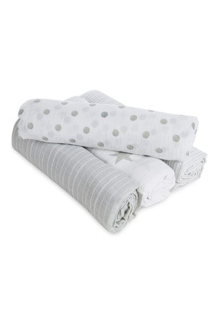 aden + anais White Essentials Seashore Muslin Blanket 4 Pack (112 X 112cm)