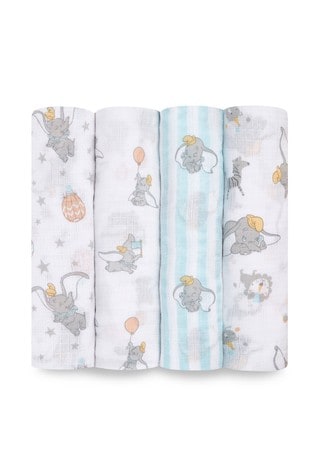 aden + anais White Essentials Seashore Muslin Blanket 4 Pack (112 X 112cm)