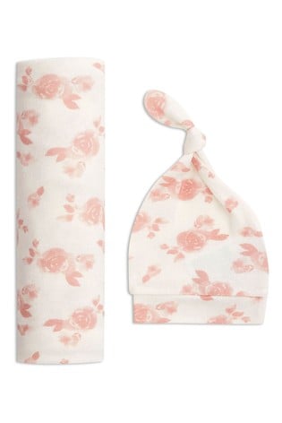 aden + anais Pink Rosettes Hat And Blanket Gift Set