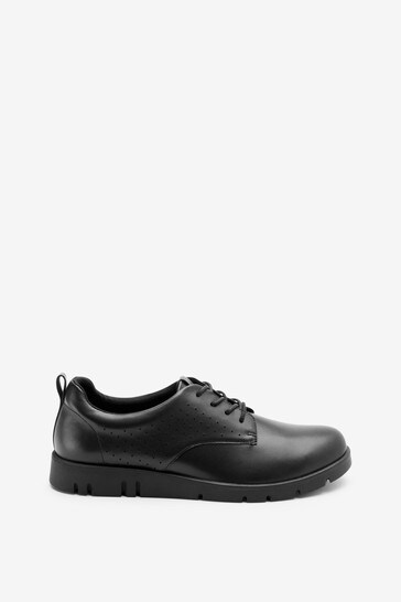 Black Forever Comfort® With Motion Flex Leather Lace-Up Shoes